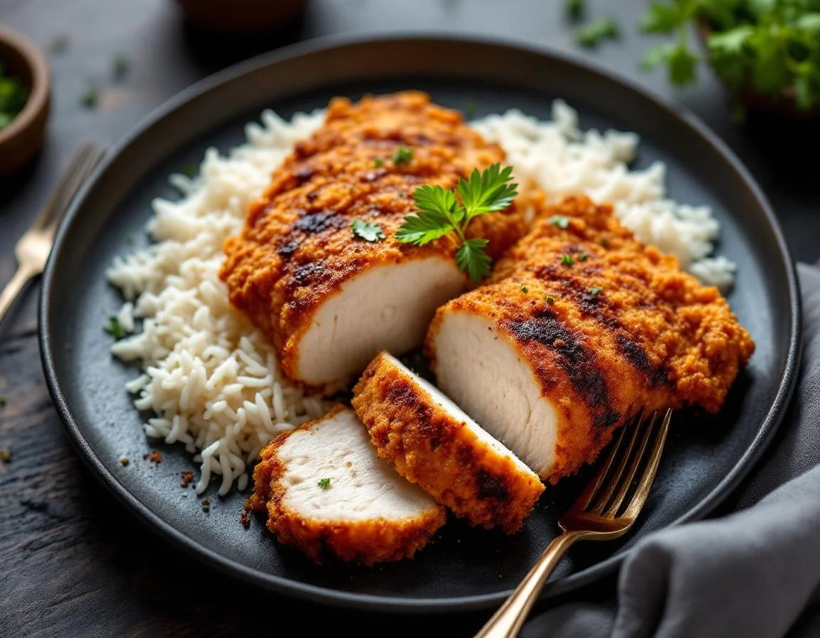 Air Fryer Chicken Breast with White Rice