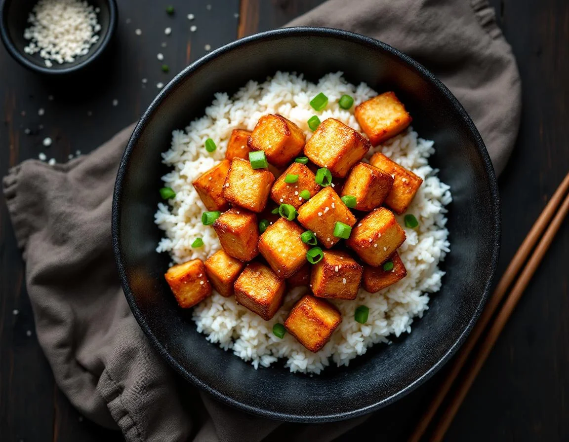 Crispy Tofu Stir Fry with Rice